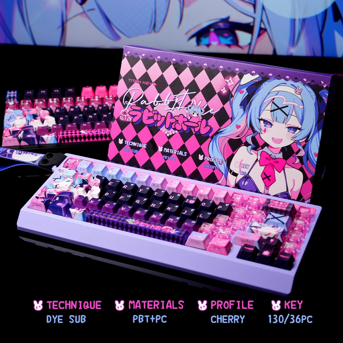 Pc Gaming Set - Anime Rabbit Hole Theme Custom Keycaps