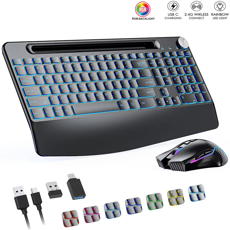 2.4G&Type-C Wireless Keyboard  - огляд і ціна Rgb Keyboard Wrist Rest